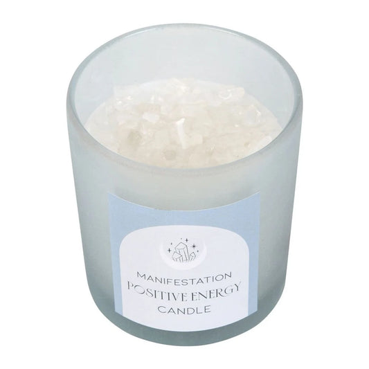 Vela de Energía Positiva con Chips de Cristal - Salvia Blanca
