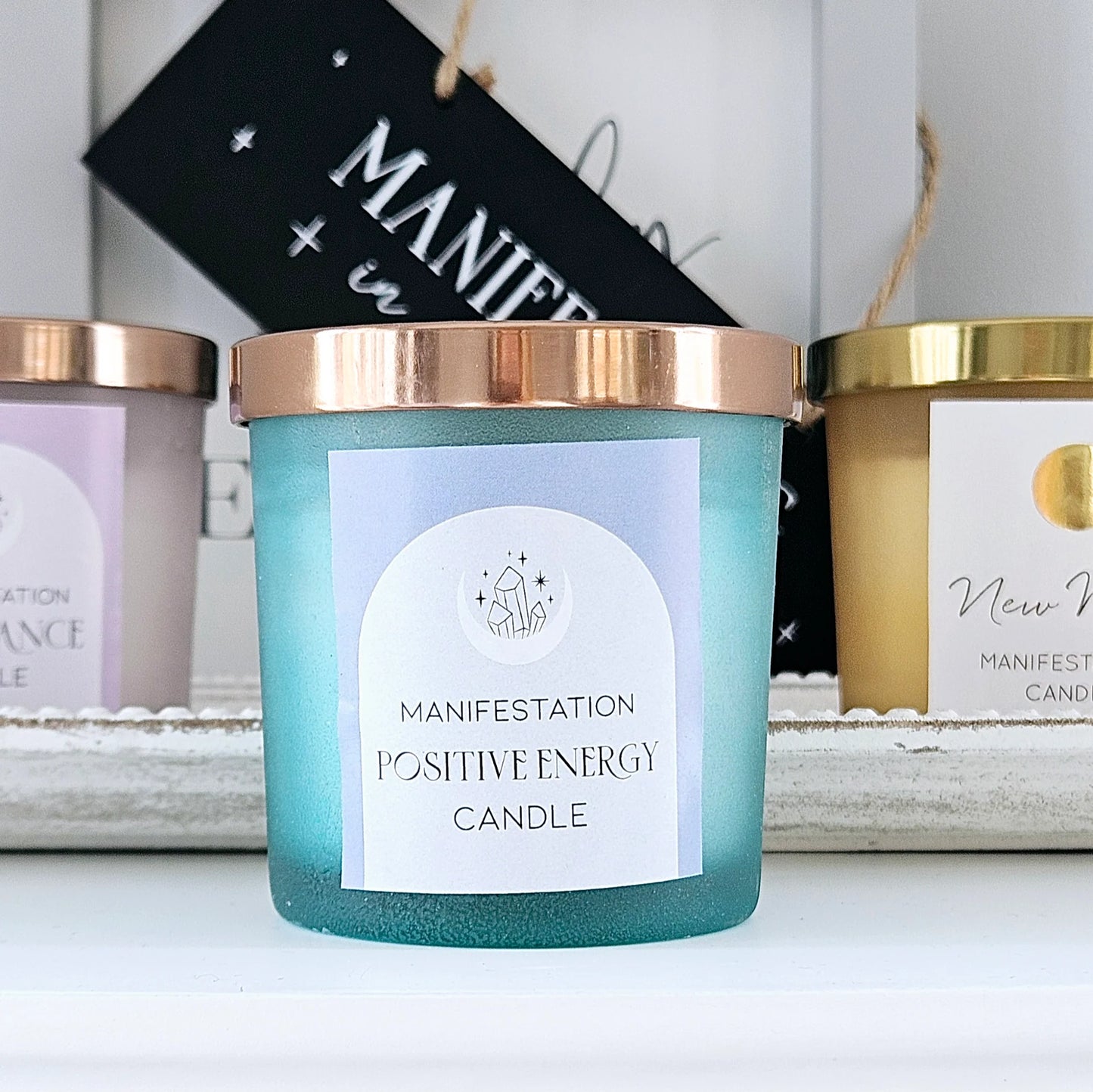 Vela de Energía Positiva con Chips de Cristal - Salvia Blanca