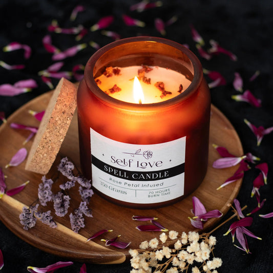 Vela para Amor Propio con Pétalos de Rosa