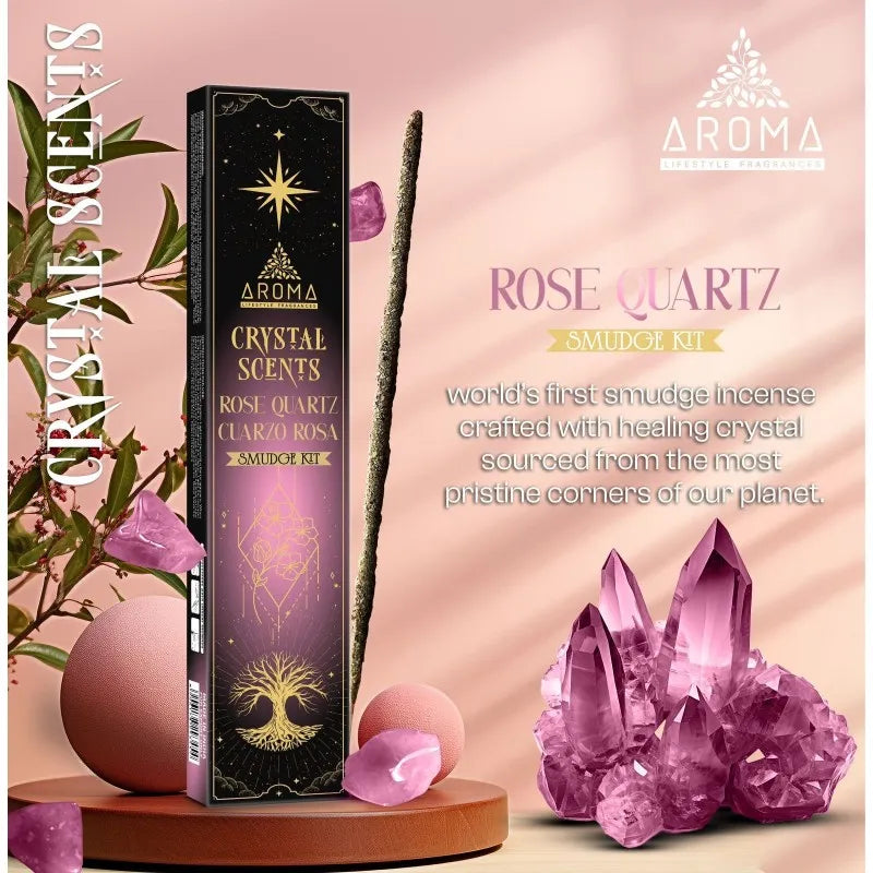 Incienso con Cristales de Cuarzo Rosa
